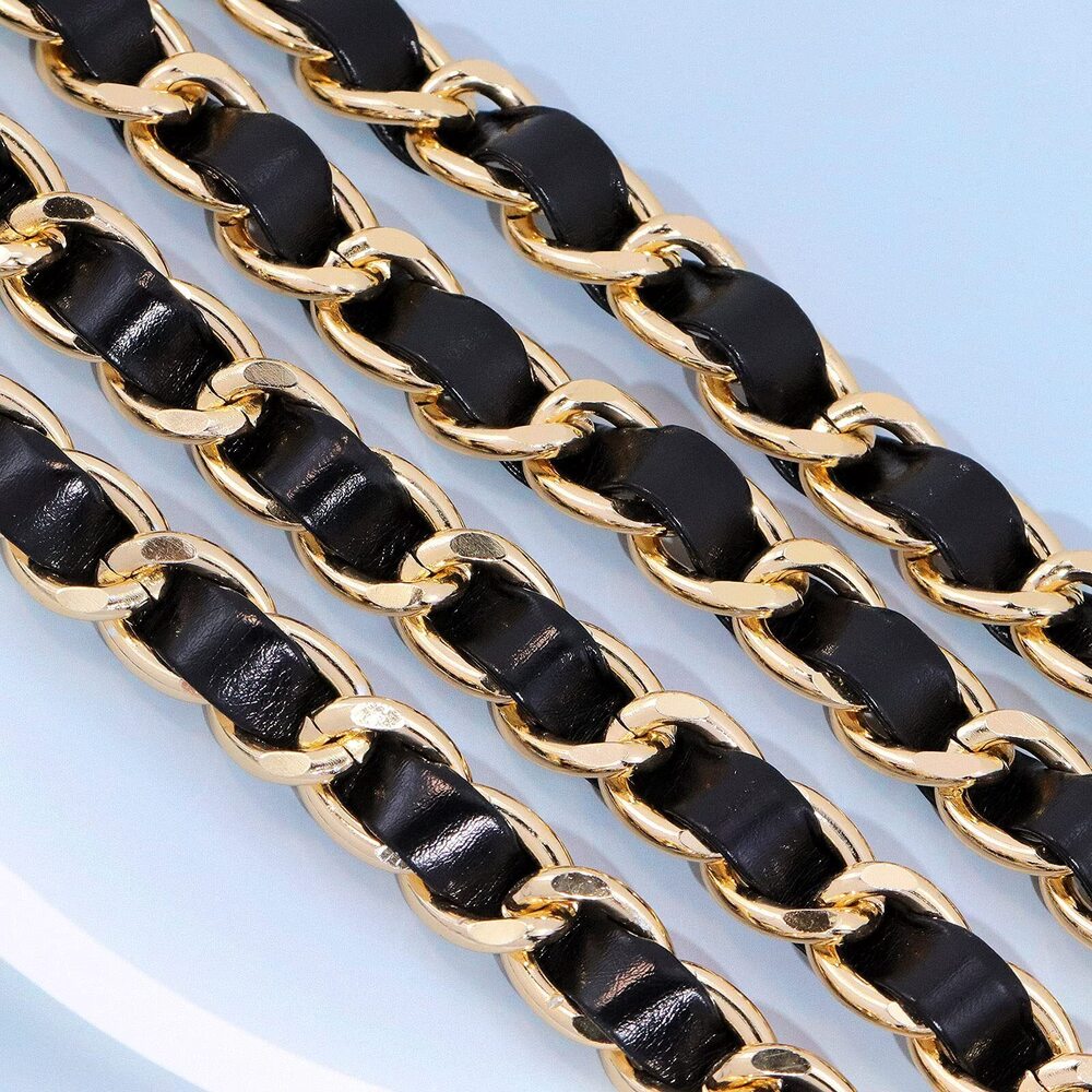 5325 Chain Belts Leather Waist Belt For Women Layered Metal Gold - Picture 5 of 5